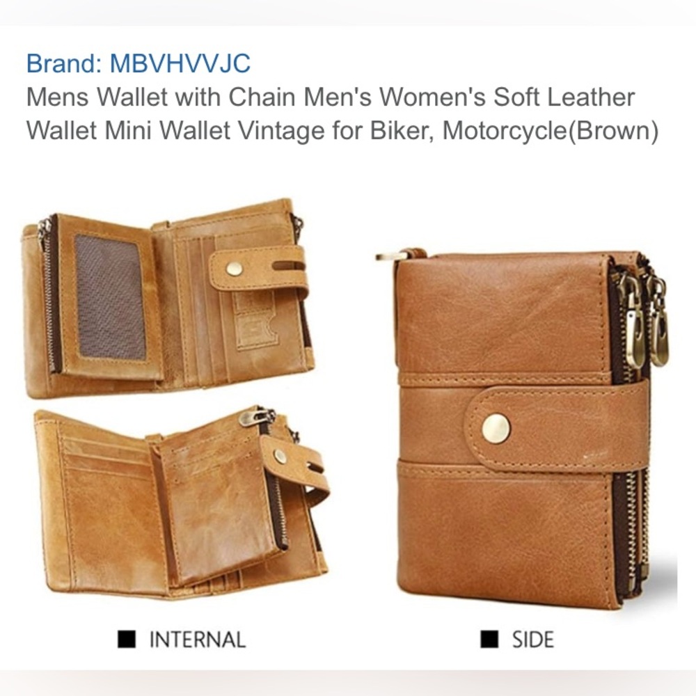 Small leather wallet no brand , removable ID case, unisex